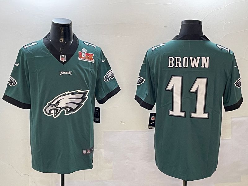 Men 2025 Philadelphia Eagles #11 Brown Green Nike Limited NFL Jersey style 51